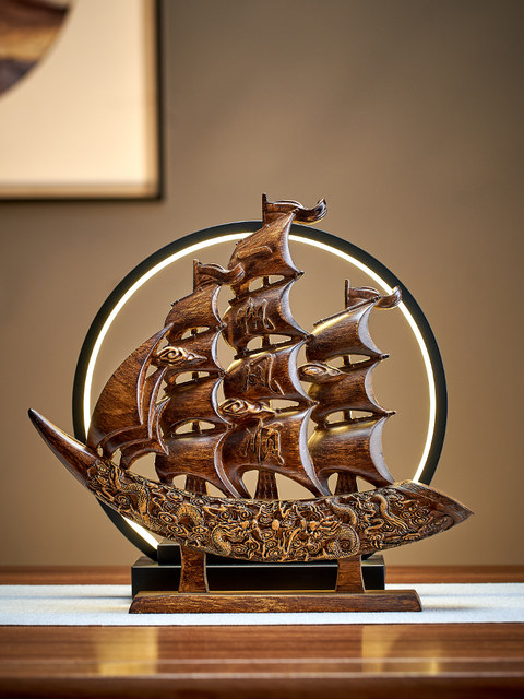Smooth Sailing Sailboat Ornament for Boss's Office, Home Entrance, Wine Cabinet Decoration, Antique Shelf, Light Luxury