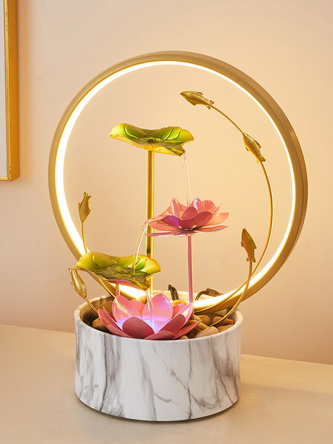 Flowing Water Ornaments, Circulating Water to Attract Wealth, Modern Light Luxury for Living Room Desktop, Moving and Opening Business Gifts, Housewarming Gifts for New Homes