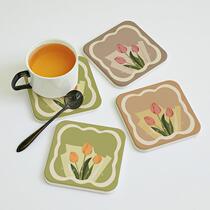 Morandi color diatom mud insulation mat creative ceramic coaster western food mat coffee coaster mug insulation coaster