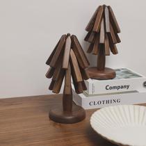 一棵树黑胡桃隔热垫创意圣诞餐垫杯垫木质圆形防烫耐热垫餐桌摆件