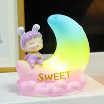 Creative Moon Little Lamp Star Lamp Vinyl Night Lamp Childrens Room Desktop Decoration Girly Heart New Year Girl Gift