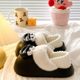 Detachable Waterproof Cute Cotton Slippers for Women, Suitable for Outdoor Use in Winter, Warm Indoor Home Slippers, Trendy Non-Slip Closed-Back Cotton Shoes