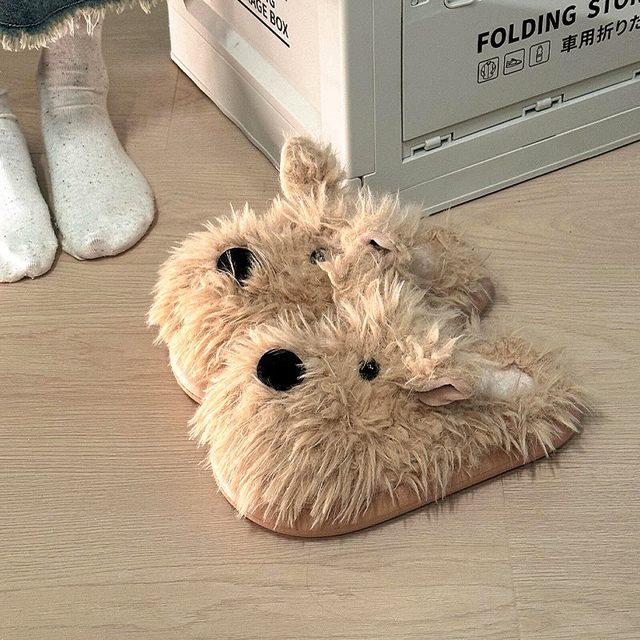 Plush Puppy Slippers Cotton Slippers 2025 New Autumn and Winter Season High-Value Cute Puppy Home Slippers for Women