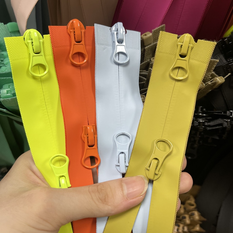 No. 5 Waterproof Double-Ended Zipper with Double Open Ends, Colorful Waterproof Zipper for Jackets, Ski Suits, and Cotton Coats No. 5 Waterproof Double-Ended Zipper with Double Open Ends, Colorful Waterproof Zipper for Jackets, Ski Suits, and Cotton Coats
