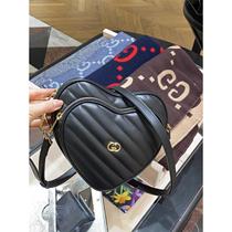 Womens Interlocking Double Heart Quilted Shoulder Bag