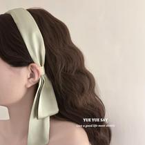 Matcha-flavored summer French streamer all-in-one headband retro niche design milk green headband hair accessory