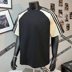 WASSUP American retro High Street oversize Three-Rod Short-Sleeved T-Shirt Men's Summer New arrival Loose Couple Dress