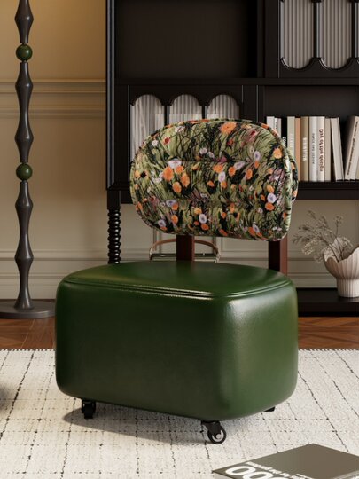 Taburete móvil de polea, taburete bajo de polea universal para el hogar, paquete suave de madera maciza, taburete de sofá de alta gama, taburete de repuesto para zapatos, silla trasera