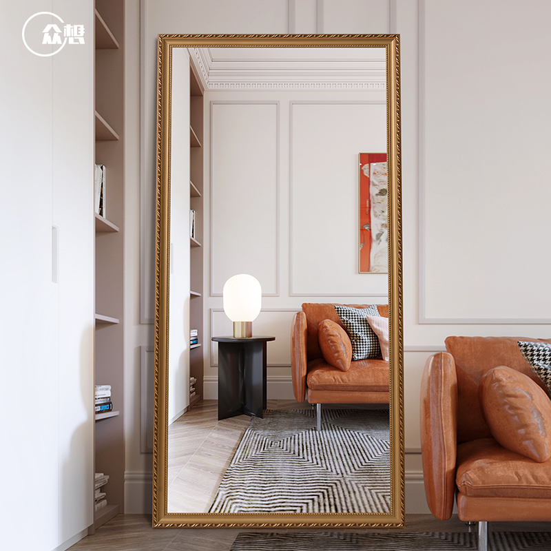 Crowdthinking European-style full-body mirror full body mirror wall-mounted clothing store mirror bedroom solid wood bracket floor mirror
