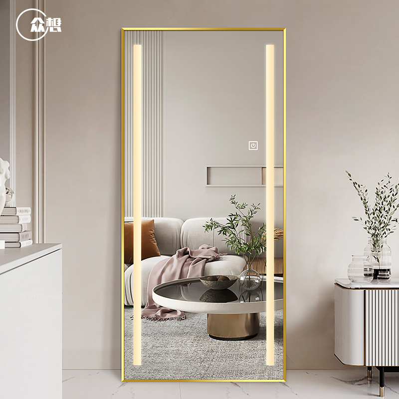 Crowdsourced intelligent full body mirror with lamp body mirror home floor mirror aluminium frame light and luxurious clothing shop full body mirror decoration mirror