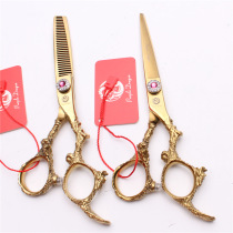 Purple Dragon 5 5 6 inch rich golden hair scissors flat cut bangs scissors thinning scissors dragon handle hair scissors