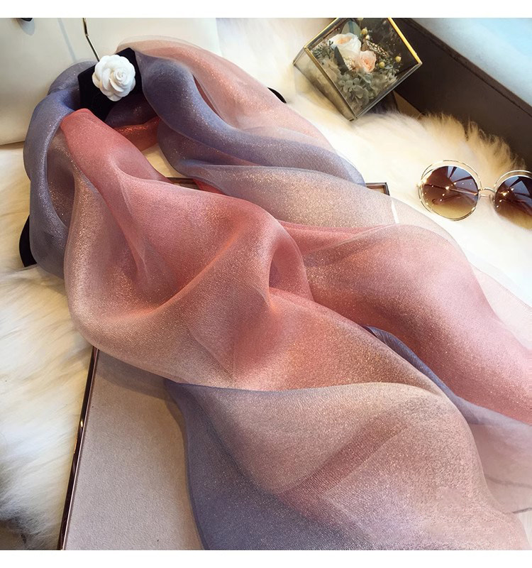 New Spring and autumn Korean style for ladies, jacquard satin, silk-like gradient scarf, fashionable and elegant scarf, shawl, beach blouse, Yiwu Wholesale Network pic 24