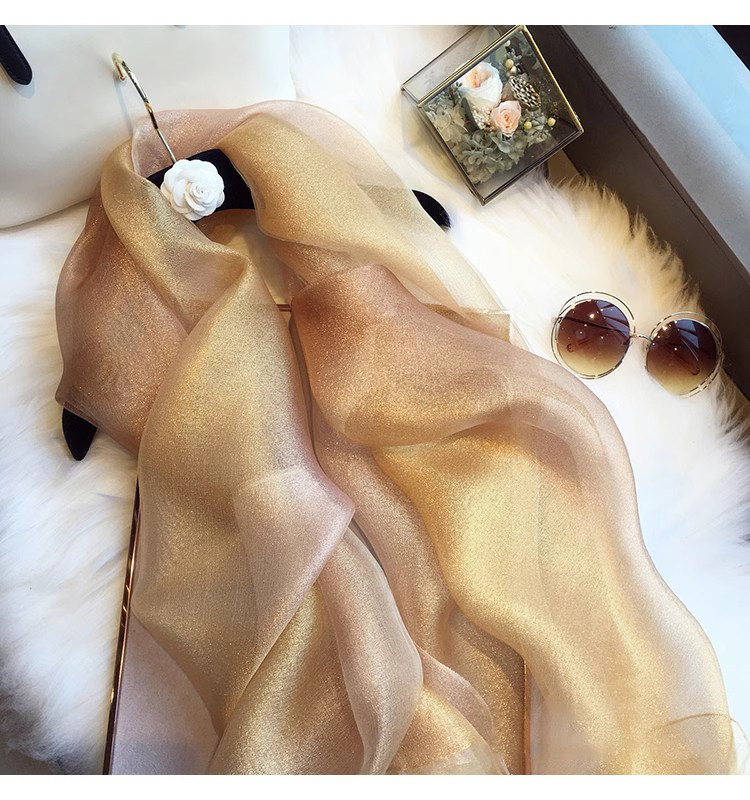New Spring and autumn Korean style for ladies, jacquard satin, silk-like gradient scarf, fashionable and elegant scarf, shawl, beach blouse, Yiwu Wholesale Network pic 30