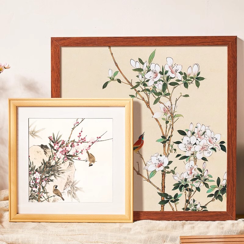 Chinese-Style Painting Frame for Cross-Stitch, Diamond Painting, Calligraphy, and Calligraphy and Painting Artwork, Wall-Mounted, 38 Square, 50 Outer Frame Display
