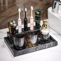 Light luxury marble electric toothbrush rack marble tray mouthwash cup toothpaste toothbrush storage toiletry set