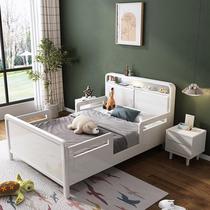 Solid wood childrens bed with guardrails white girls single bed 1 2 meters spliced ​​bed 1 meter 1 35 small apartment children