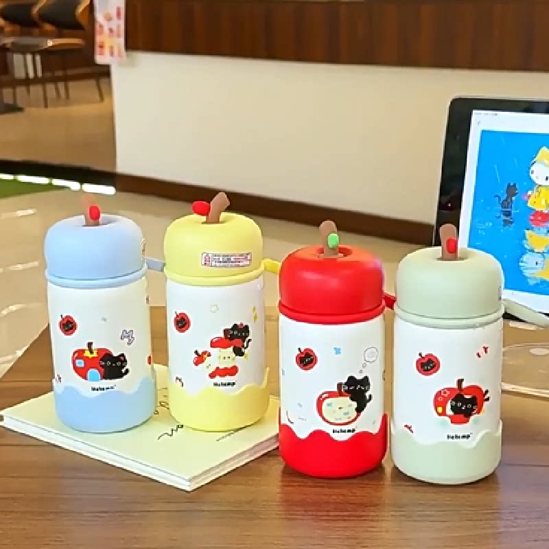 恒度苹果小狗可爱小巧保温杯新款316不锈钢便携学生迷你水杯子