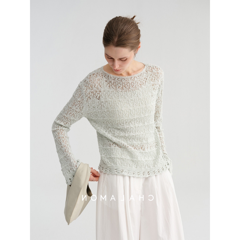 European and American Style Hollow-Out Crochet Round-Neck Knit Top 2026 Early Autumn New Lazy Long-Sleeve Sun Protection Cardigan Sweater European and American Style Hollow-Out Crochet Round-Neck Knit Top 2026 Early Autumn New Lazy Long-Sleeve Sun Protection Cardigan Sweater