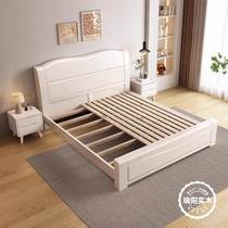 Nordic solid wood bed cream white 1 8 meters master bedroom double bed modern simple 1 5 meters economical storage large bed