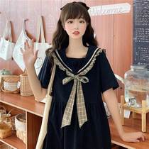 Fat girls foreign style summer dress junior high school student college style 12-15 years old fat girl loose large size princess dress