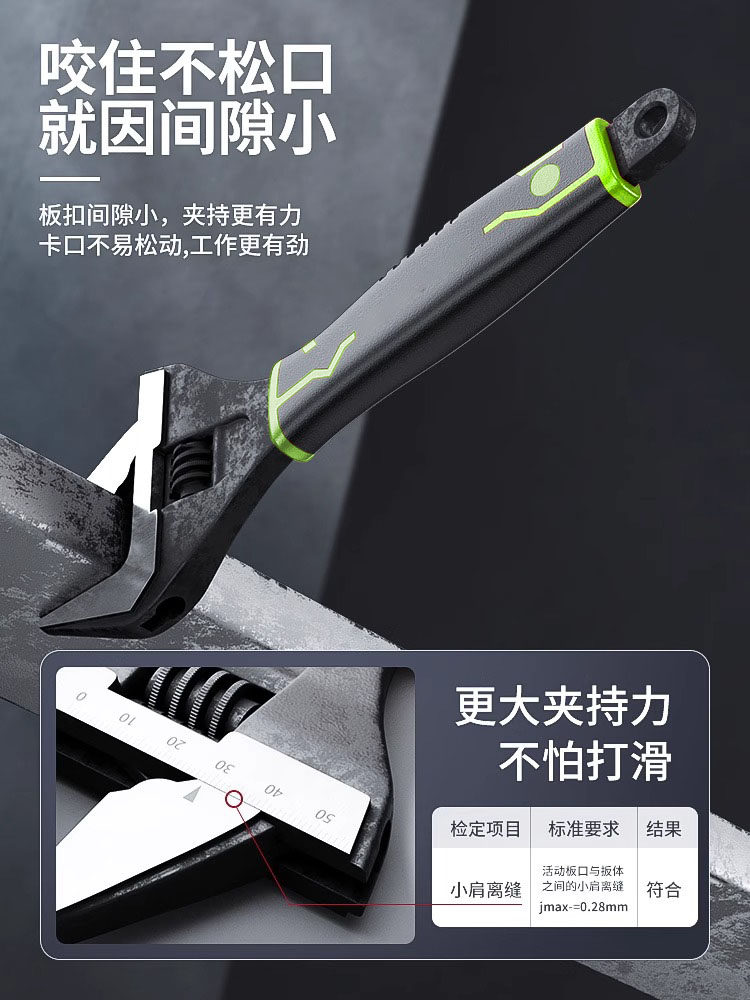 Ultra-Thin Adjustable Wrench with Large Opening, Multi-Functional Adjustable Wrench, Industrial-Grade Extra-Large Universal Wrench for Small Spaces