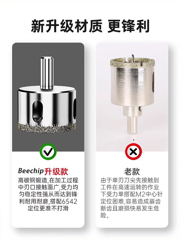 Dry Drilling Tool for Tiles, Drill Bit, Glass Hole Opener, Special Tool for Marble, Magnetic Flashlight, All-Ceramic Material