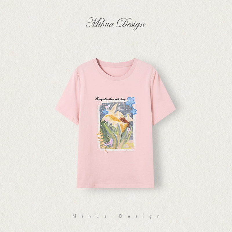 【Mia】Design-Inspired Oil Painting Floral Fresh and Artistic Style Versatile Comfortable T-Shirt 【Mia】Design-Inspired Oil Painting Floral Fresh and Artistic Style Versatile Comfortable T-Shirt