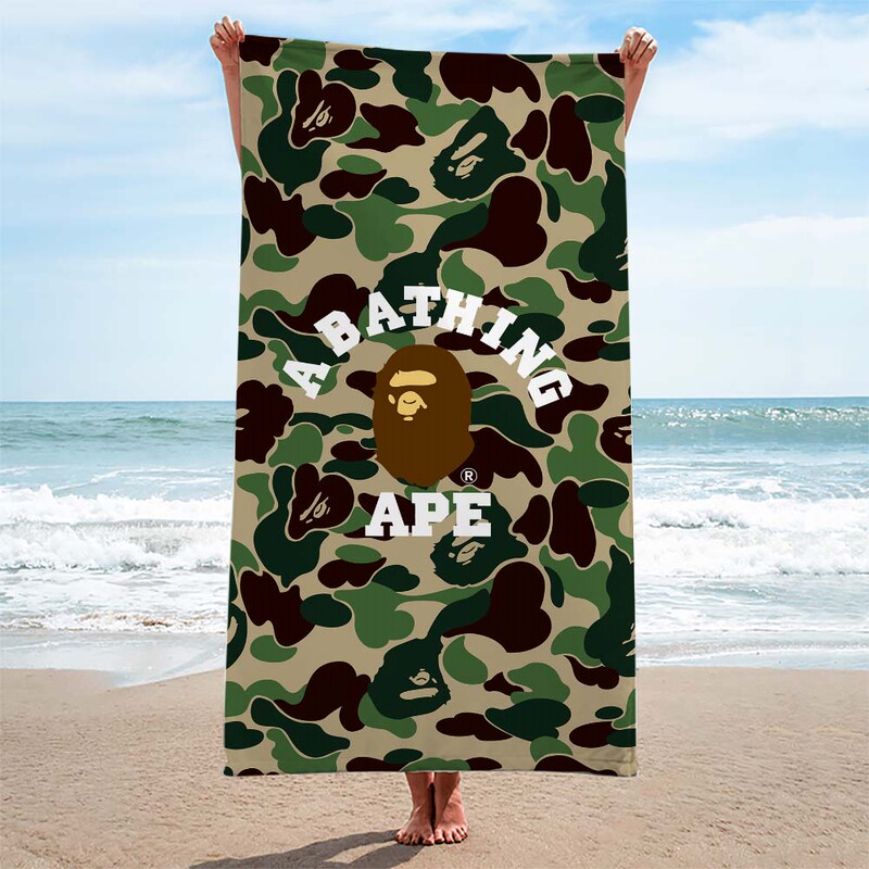Cartoon Camouflage Ape Star Style Beach Towel, Running Towel, Seaside Hot Spring Swimming Towel, Large Bath Towel, Water-Absorbent Quick-Dry Towel