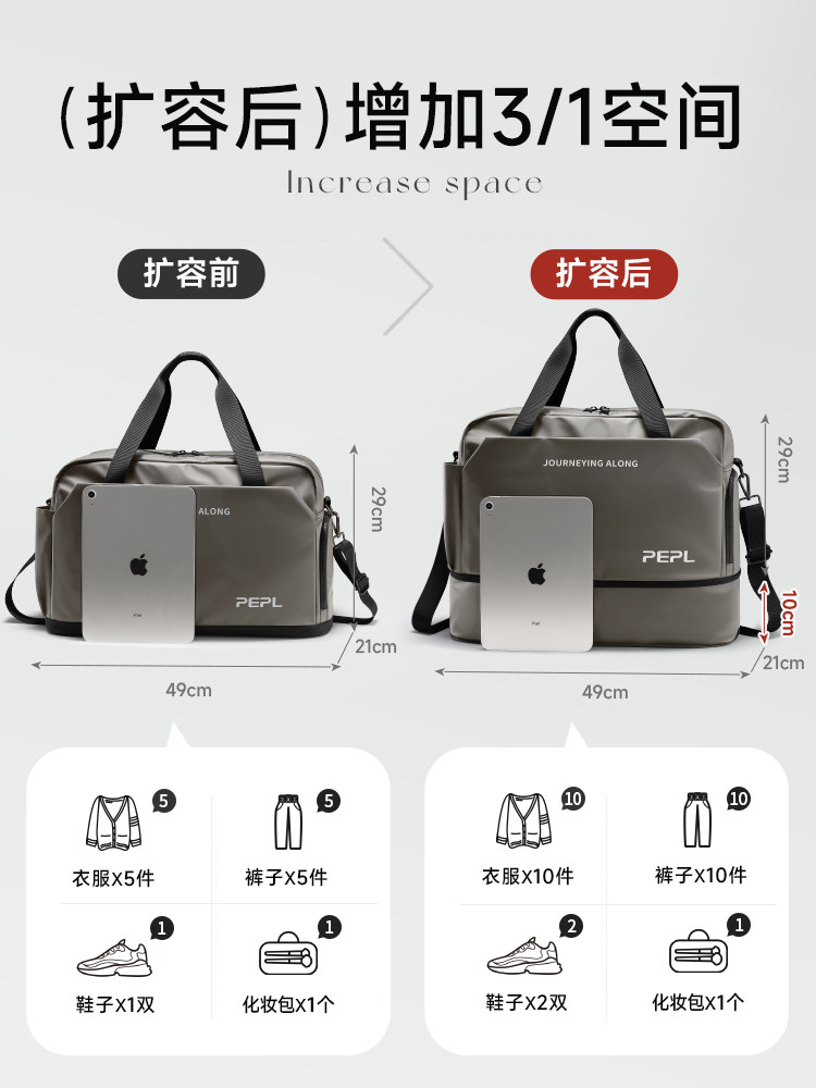 Short-Distance Travel Bag for Men and Women, Lightweight, Large-Capacity, Business Trip Travel Hand Luggage Bag, Cross-Body Sports and Fitness Backpack