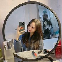 Large desktop makeup mirror with LED light student dormitory desktop ins style dressing table mirror bedroom fill light mirror