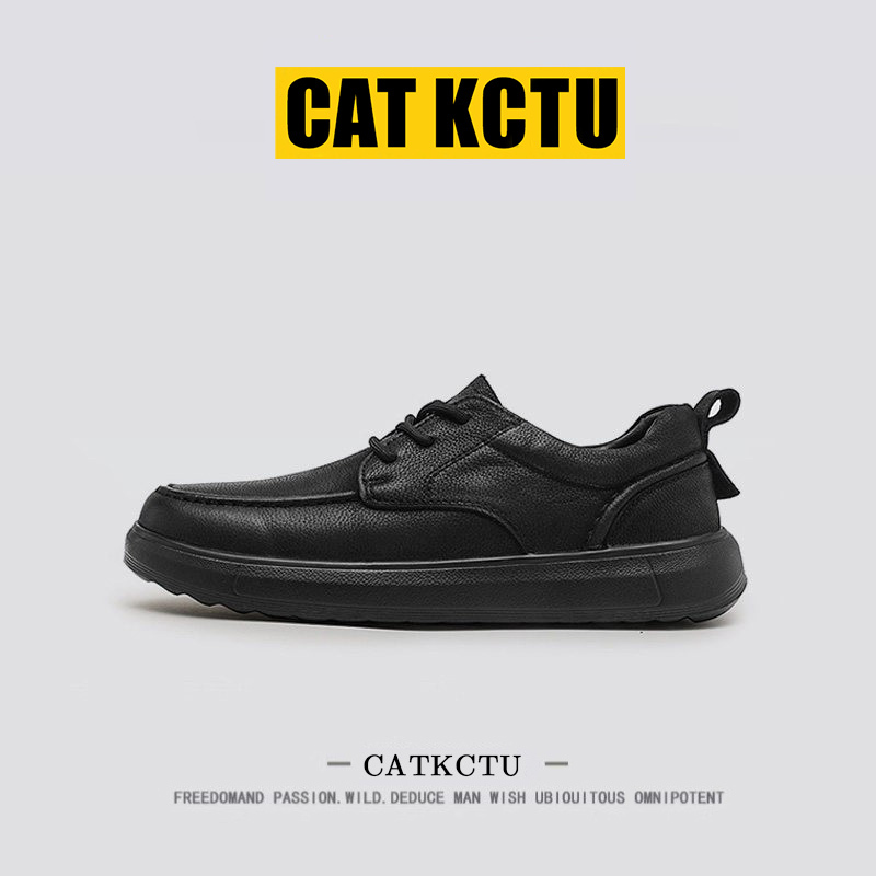 American Catkctu Old Money Style Winter New Genuine Leather Men's Derby Shoes, All Casual Versatile Black Leather Shoes American Catkctu Old Money Style Winter New Genuine Leather Men's Derby Shoes, All Casual Versatile Black Leather Shoes