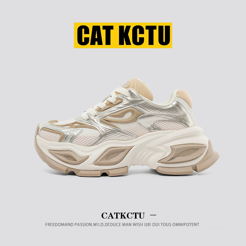 [American Light Luxury] Catkctu Thick-Soled Height-Increasing Dad Shoes Men's Shoes 2026 New Sports Casual Shoes Trendy Shoes for Women