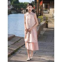 Fat girls cheongsam skirt suit summer plus fat girl super fairy Chinese style Hanfu Republic of China style dress