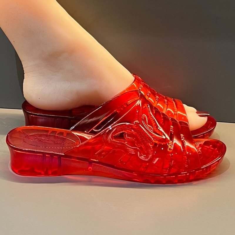 2025 New Summer Transparent Crystal Shoes for Women, Thick-Soled Height-Increasing Slip-On Sandals for Women