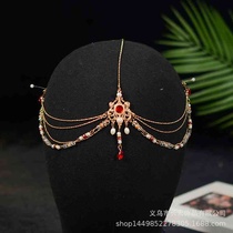 Exotic headdress forehead chain forehead ornament ethnic style headdress headdress accessories western region princess necklace style hanfu eyebrow chain