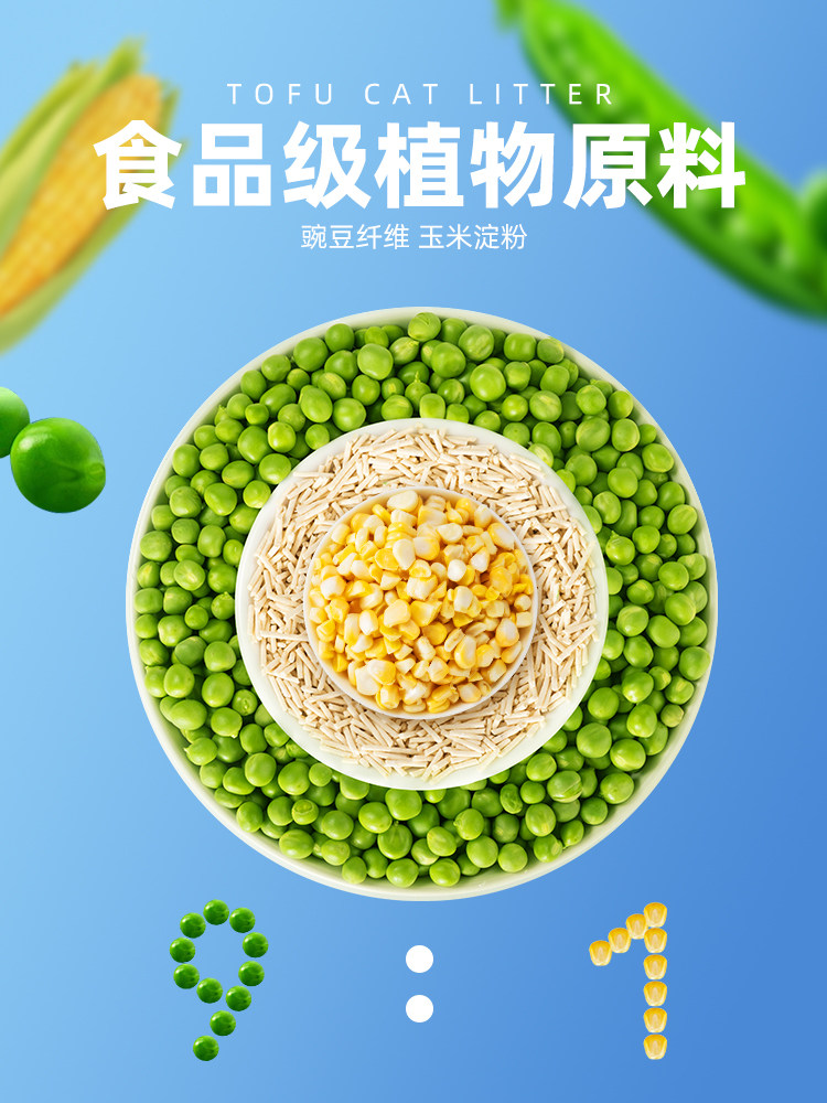 Pure Tofu Mixed Cat Litter, Plant-Based Litter, Strong Deodorization, Almost Dust-Free, Easy to Clump, Non-Stick to the Bottom, 10 Pounds 10kg Non-Stick to the Bottom