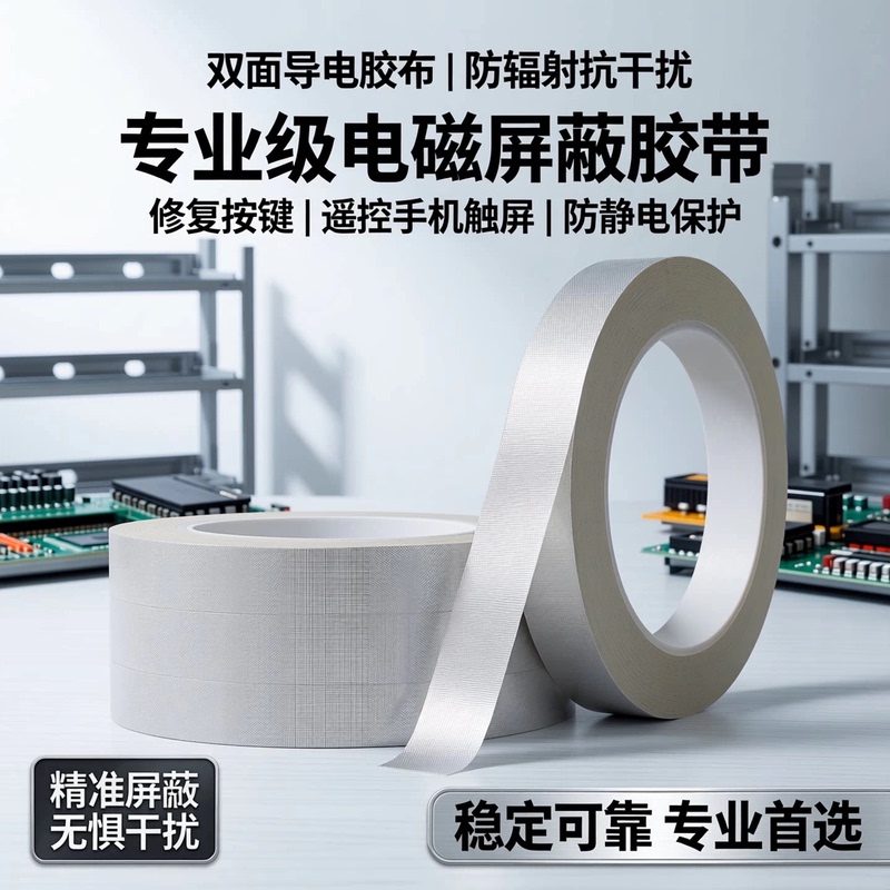 Double-Sided Conductive Tape Anti-Interference Shielding Tape Anti-Radiation Isolation Electromagnetic Wave Plain Single-Sided Adhesive Conductive Cloth Silver Gray Repair Button Remote Control Mobile Phone Touch Screen Repair Anti-Static Tape