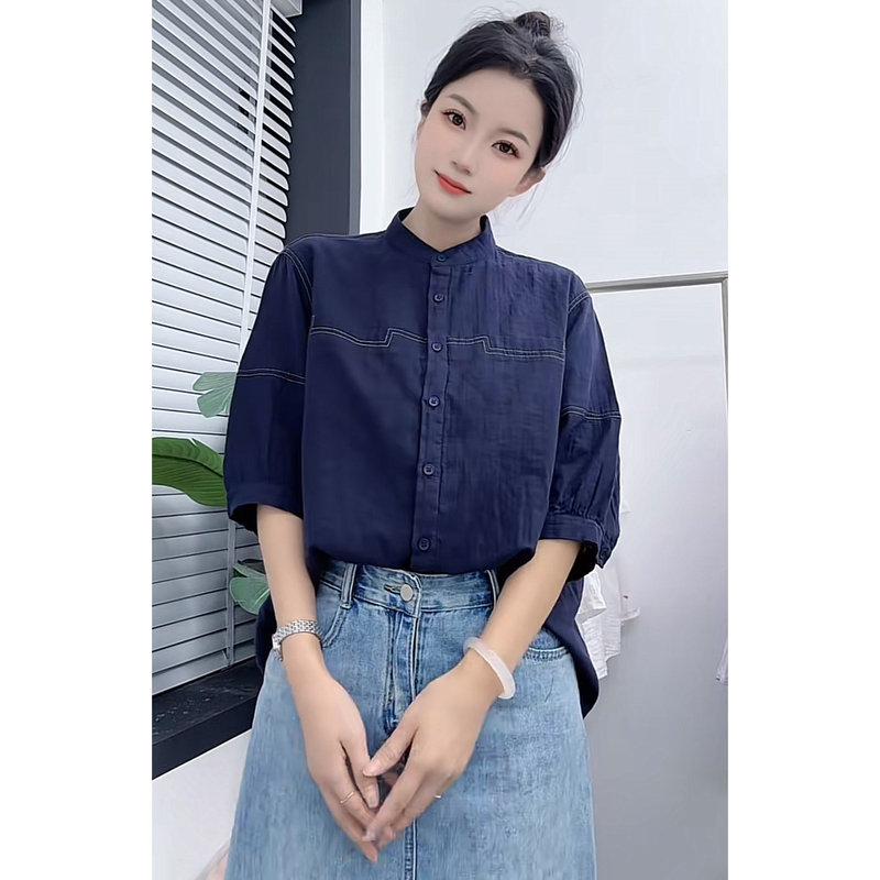 [Shirt Collection] Loose-Fitting Summer New Style Pure Cotton Long-Sleeve Shirt for Women August 1St (B601-B650)
