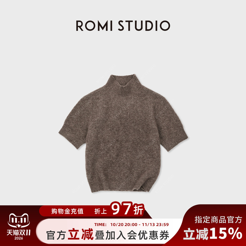 Romi Sutdio “Simple Old Money” Floral Yarn Yak Wool Soft and Waxy Stand-Up Collar Short-Sleeved Sweater Rwcwsy6988 Romi Sutdio “Simple Old Money” Floral Yarn Yak Wool Soft and Waxy Stand-Up Collar Short-Sleeved Sweater Rwcwsy6988