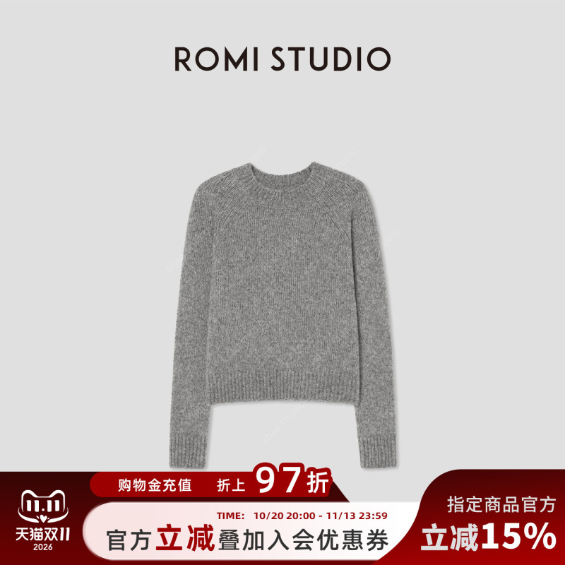 Romi Studio Yak Wool and Sheep Wool Blended Soft Round Neck Knitted Sweater for Women in Autum Rw24As90937