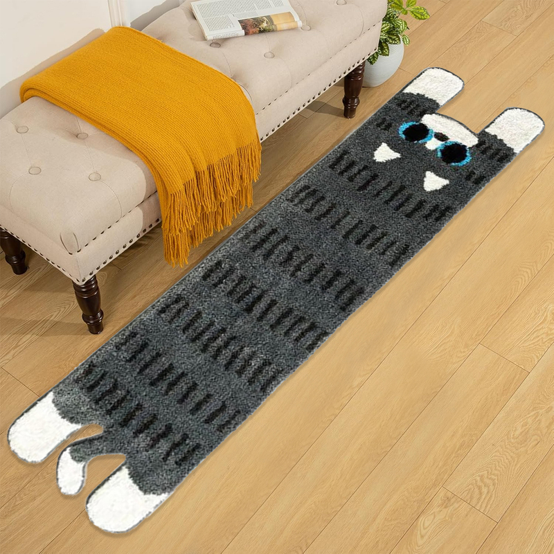 Cartoon Cute Cat Flocked Floor Mat Bedroom Bedside Rug Bathroom Plush Absorbent Non-Slip Long Strip Carpet Cartoon Cute Cat Flocked Floor Mat Bedroom Bedside Rug Bathroom Plush Absorbent Non-Slip Long Strip Carpet