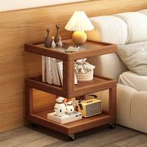 移动床头柜小型家用卧室创意实木床边柜简约现代收纳置物架子边几