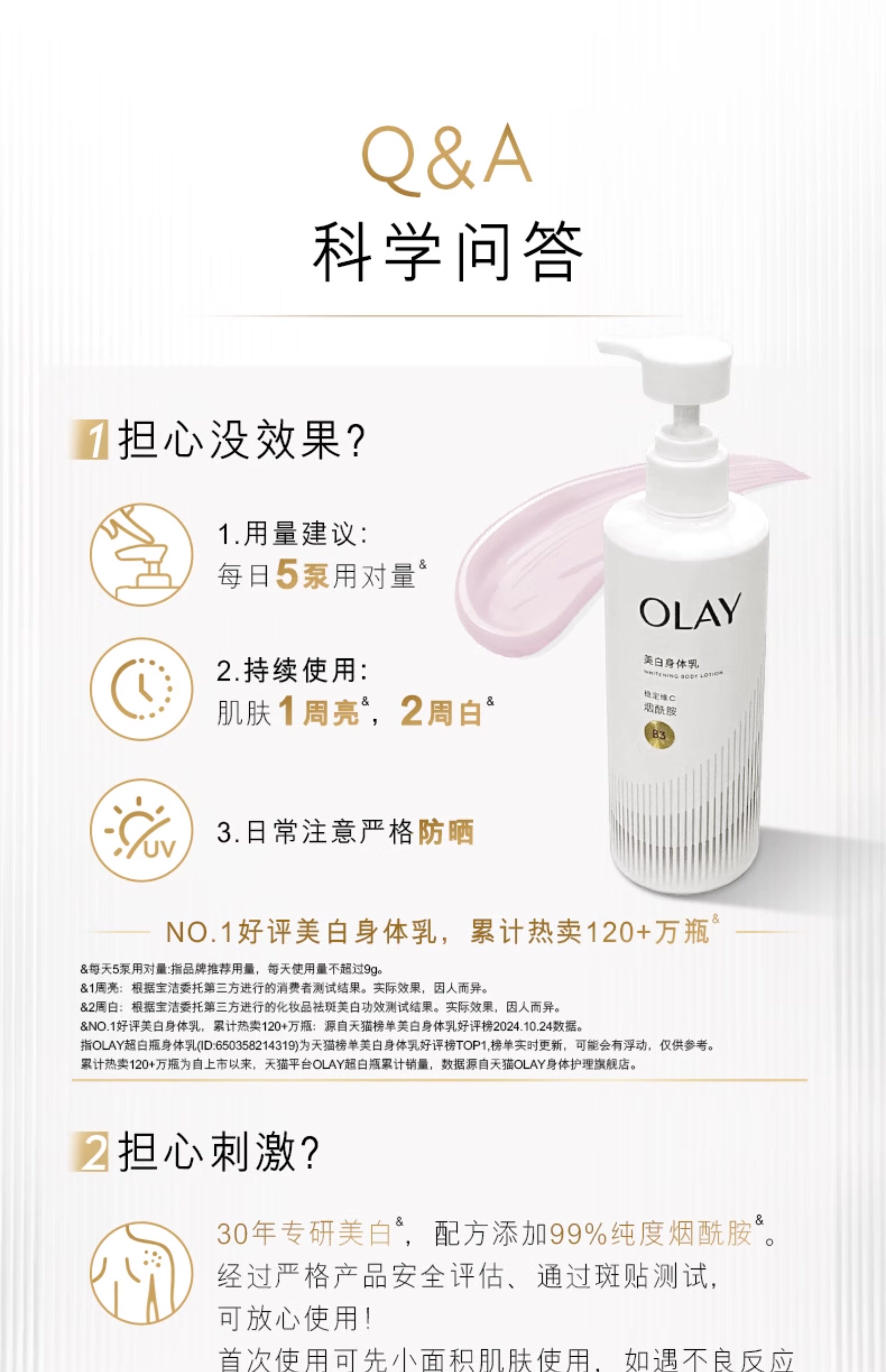 中国  OLAY 三抗第 2 代超白瓶美白身体乳  烟酰胺保湿滋润   260g/罐【杨紫、张予曦、刘雯同款】