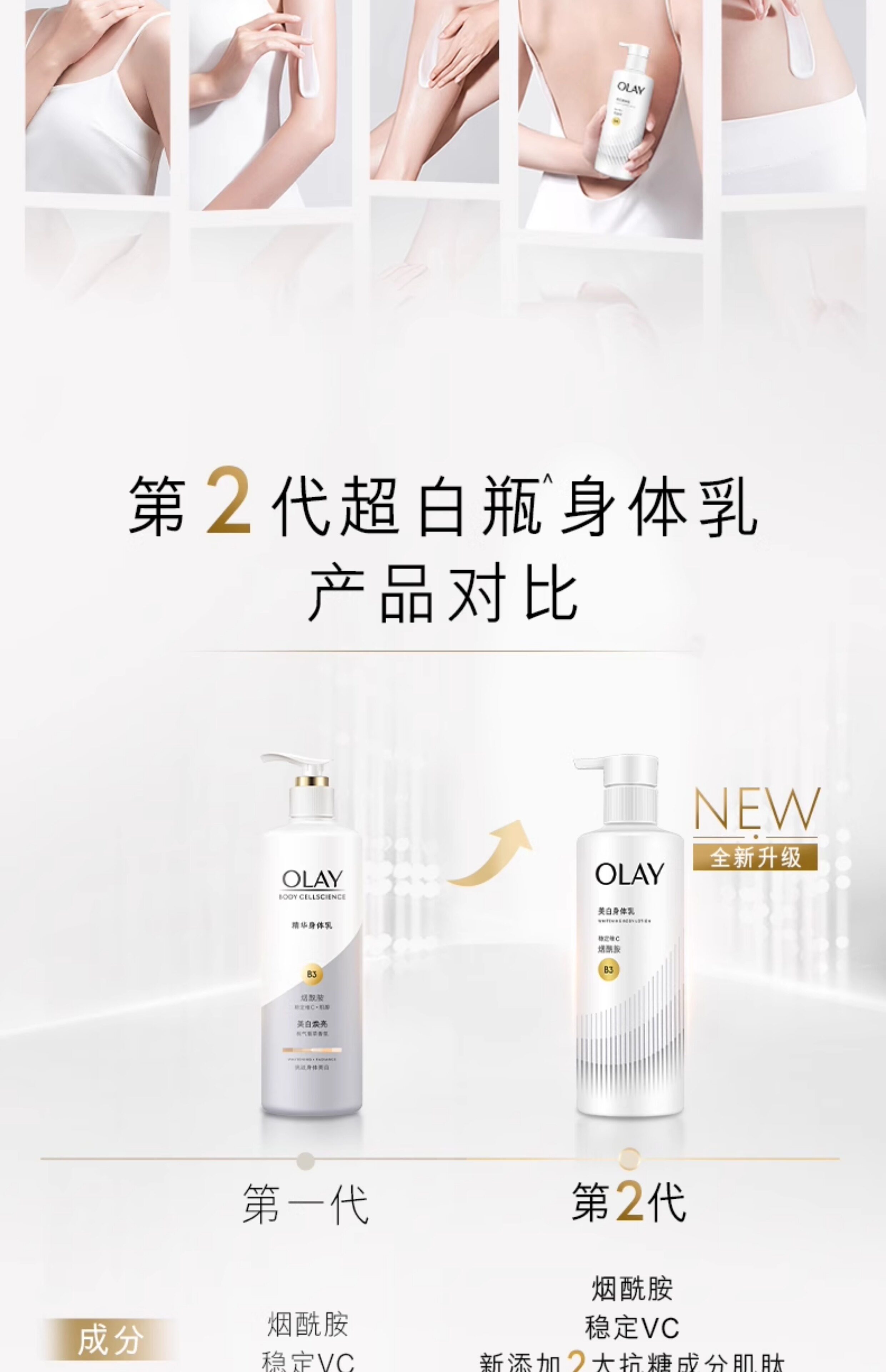 中国  OLAY 三抗第 2 代超白瓶美白身体乳  烟酰胺保湿滋润   260g/罐【杨紫、张予曦、刘雯同款】