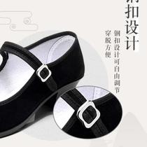 Ethnic dance shoes Jiaozhou Yangko high heels Tibetan black dance heels special womens folk cloth shoelace heels for grade examination