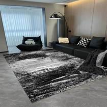 Nordic carpet dark abstract black gray high-end simple living room coffee table carpet stain-resistant and easy-care American retro floor mat