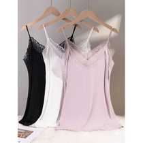 Fat MM 300 pounds extra large size thin loose sexy lace stitching V-neck backless versatile bottoming camisole for women