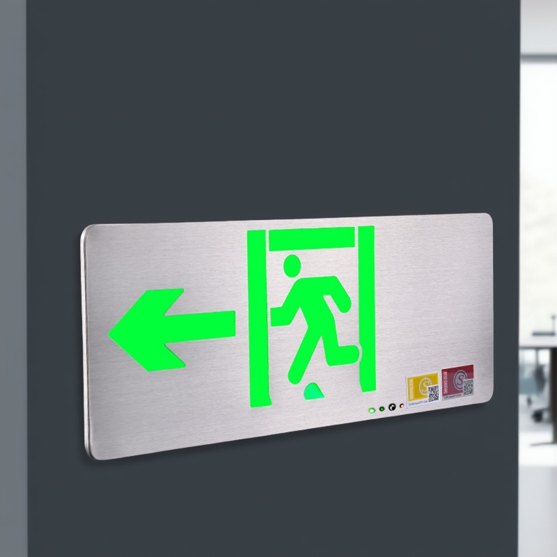 Ultra-Thin Stainless Steel Double-Sided Led Safety Exit Sign Fire Emergency Exit Evacuation Indicator Light Emergency Light