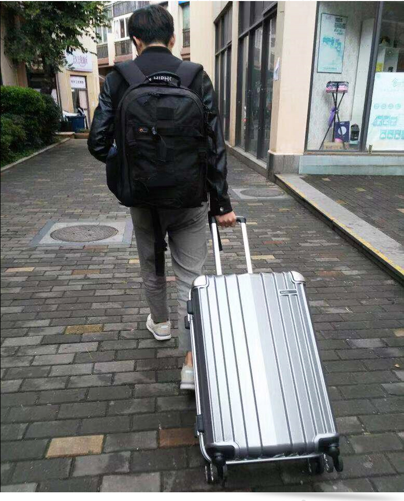 Gusi Tuzi hộp nhôm khung xe đẩy trường hợp phổ biến bánh xe vali PC hộp hành lý lên máy bay 2024/26-28 inch - Va li bamozo