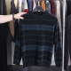 Removal of the bidding and cabinet! A simple and fashionable striped round neck and velvet round neck pullover knitted sweater for men in spring and autumn